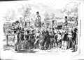 Original Old Antique Print 1855 Demonstration Hyde Park London Horses Coach