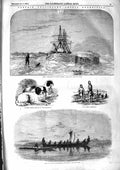 Original Old Antique Print 1855 Collinson Arctic Enterprise Ship Esquimaux 19th