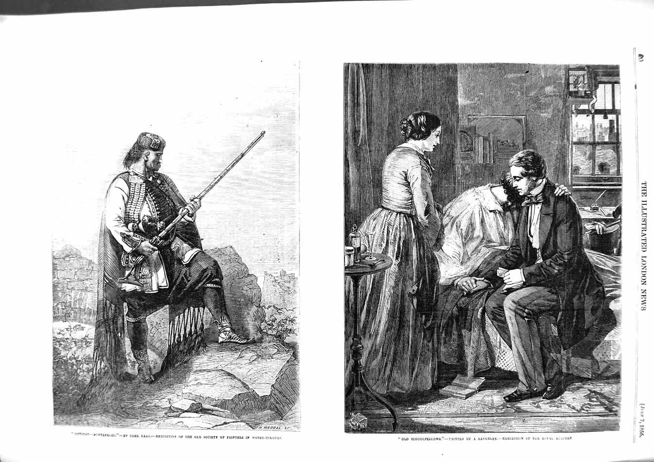 Original Old Antique Print 1855 Montenegro Outpost Man School Teacher Rankeley