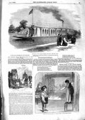 Original Old Antique Print 1855 Barge Oxford University Boat Club Adelphi 19th