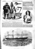 Original Old Antique Print 1855 Persia War Ship Glasgow Girardin Arctic Es 19th