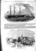 Original Old Antique Print 1855 Ross Hereford Railway Lancashire Ship Liverpool