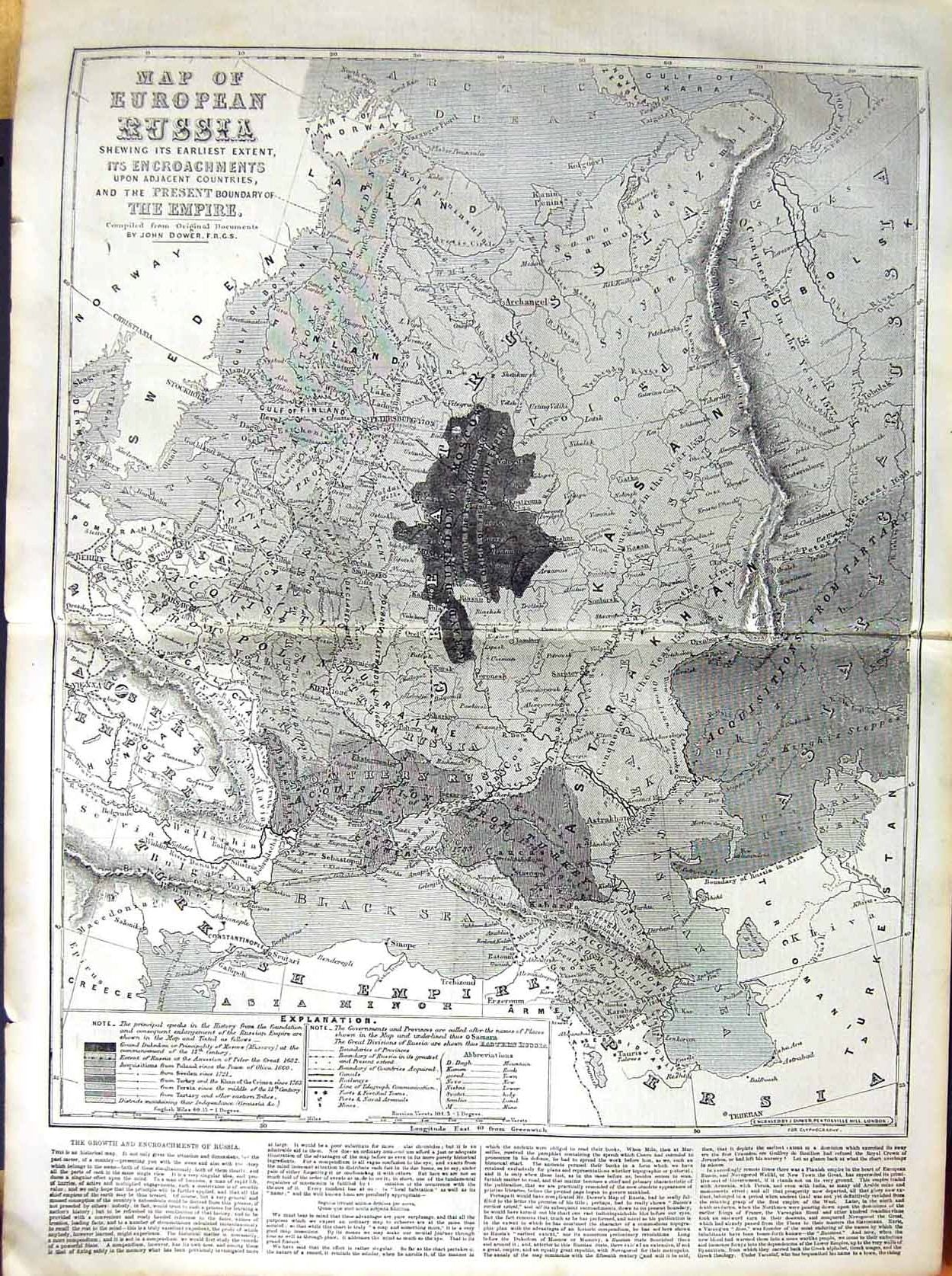 Original Old Antique Print 1855 Map European Russia Black Sea Seabstopol 0 19th