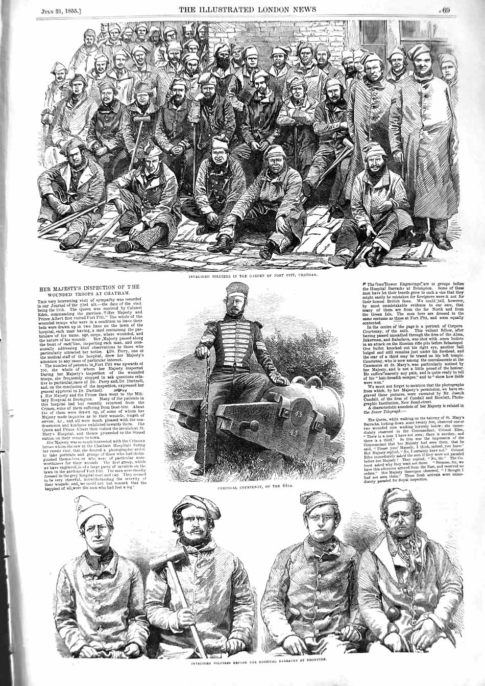 Original Old Antique Print 1855 Injured Siers Fort Pitt Chatham Courtenay War