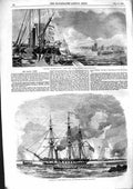 Old Antique Print 1855 Snap Ship James Watt Amphion Sandhamn Helsingfors 19th