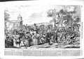 Original Old Antique Print 1855 Dunmow Procession Ceremony Flitch Bacon 19th