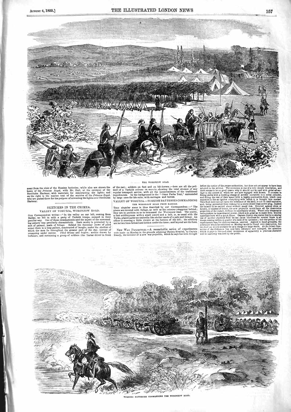 Original Old Antique Print 1855 Woronzow Road Crimea Vorutza Turkish Ba 19th