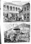 Old Antique Print 1855 Palace Industry Paris Indian Court Statue Emperor 19th