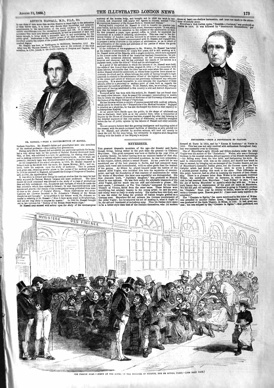 Original Old Antique Print 1855 French Loan Rue Rivoli Paris Hassall Meyerber