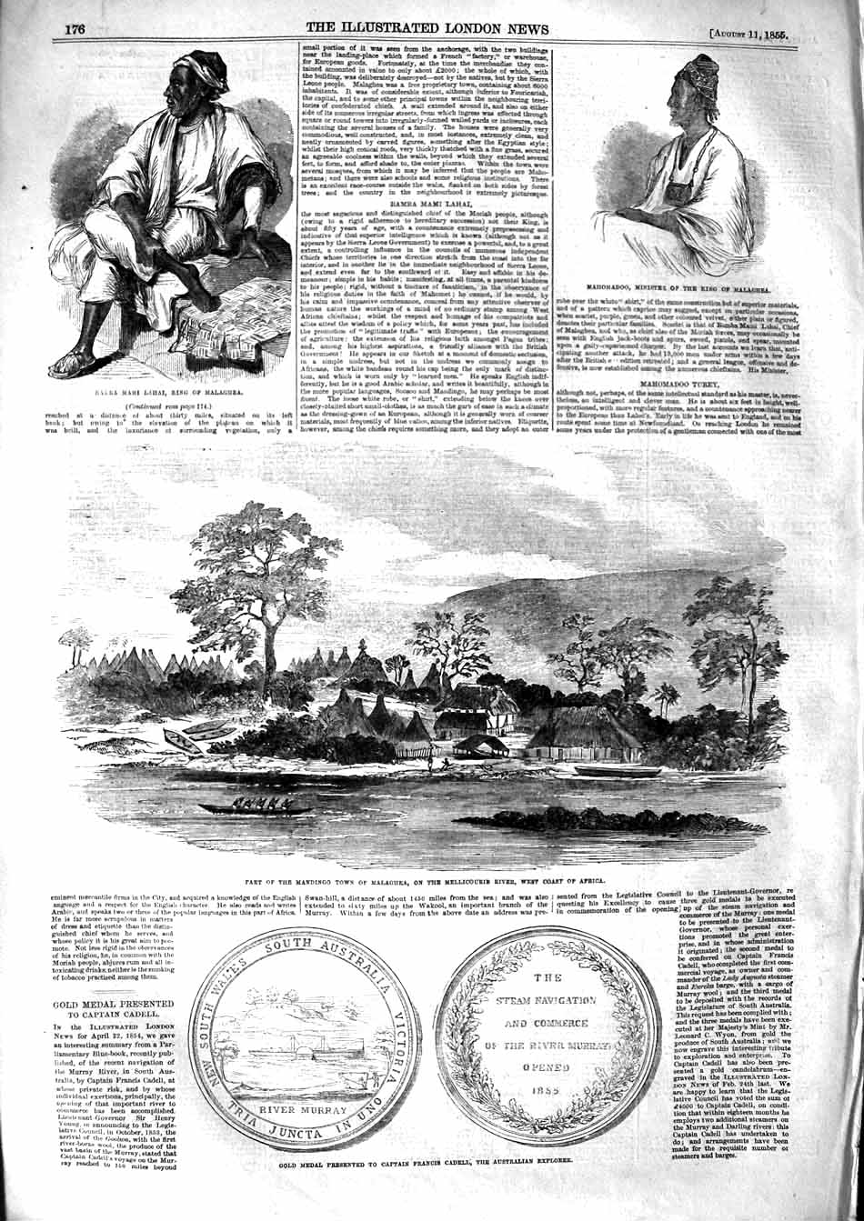 Old Antique Print 1855 Bamba Mai Lahai Mahomadoo Malaghea Africa Cadell 19th