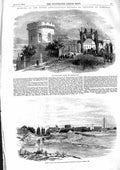 Old Antique Print 1855 Court Houses Carlisle Triumphal Arch Agricultural 19th