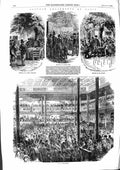 Old Antique Print 1855 Paris Ball Barrier Bowling Alley Chateau Asnieres 19th