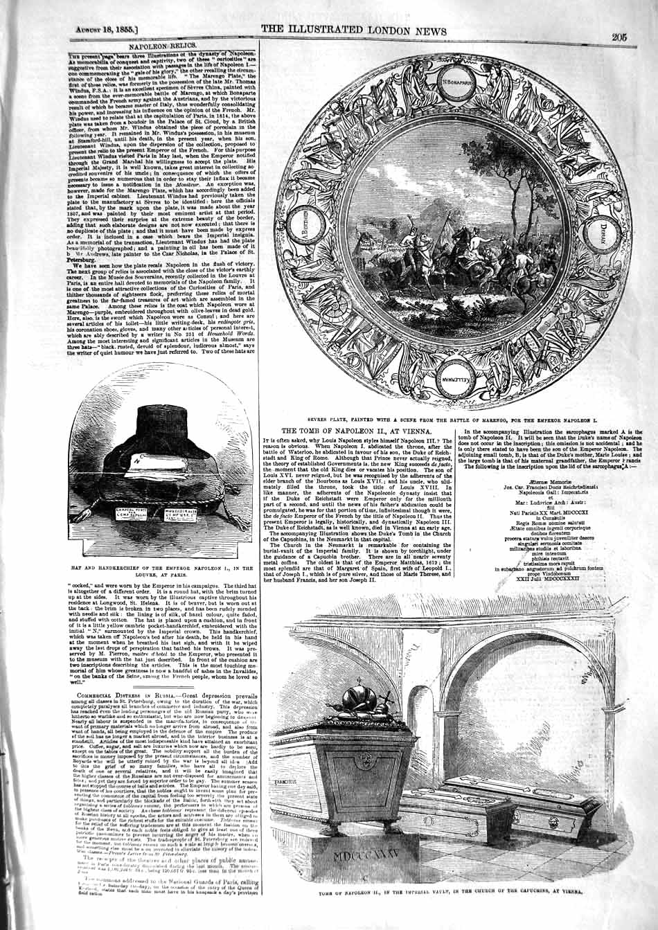 Old Antique Print 1855 Sevres Plate Battle Marengo Tomb Napoleon Louvre 19th