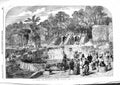 Old Antique Print 1855 St. Cloud Residence Majesty Queen Cascade Fountain 19th