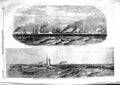 Original Old Antique Print 1855 Admiral Dundas Cronstadt Tolboukin Lighthouse