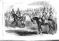 Original Old Antique Print 1855 Queen Visit France Paris Imperial Cent Gardes