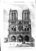 Original Old Antique Print 1855 Scene Paris Cathedral Notre Dame Architecture