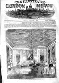Original Old Antique Print 1855 Queen France Salon Palace St. Cloud Chandelier