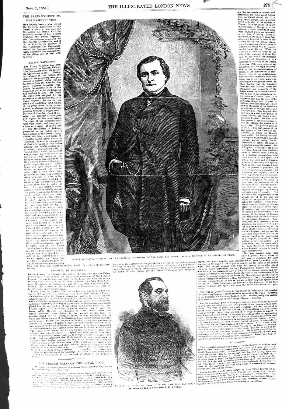 Original Old Antique Print 1855 Prince Napoleon Rouville Boulevards Italiens