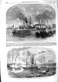 Original Old Antique Print 1855 Bombardment Sveaborg War Ship Bulldog Starling