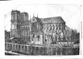 Original Old Antique Print 1855 Queen Visit Paris Notre Dame River Seine France