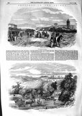 Original Old Antique Print 1855 Crimea War Baidar Village Scene Mo Victorian