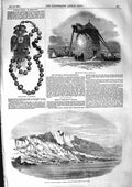 Original Old Antique Print 1855 Palace Prince Woronzow Aloupka Crimea Seb 19th