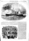 Original Old Antique Print 1855 Recruit Steam Gun Boat Sebastopol Albert Gate