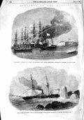 Old Antique Print 1855 War Ship Arrogant Magicienne Cossack Ruby Merlin 19th
