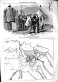 Original Old Antique Print 1855 Soyer'S Camp Bivouac Crimea War Plan Malakoff