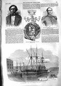 Original Old Antique Print 1855 Ship Floating Battery Glatton Hutton Campbell
