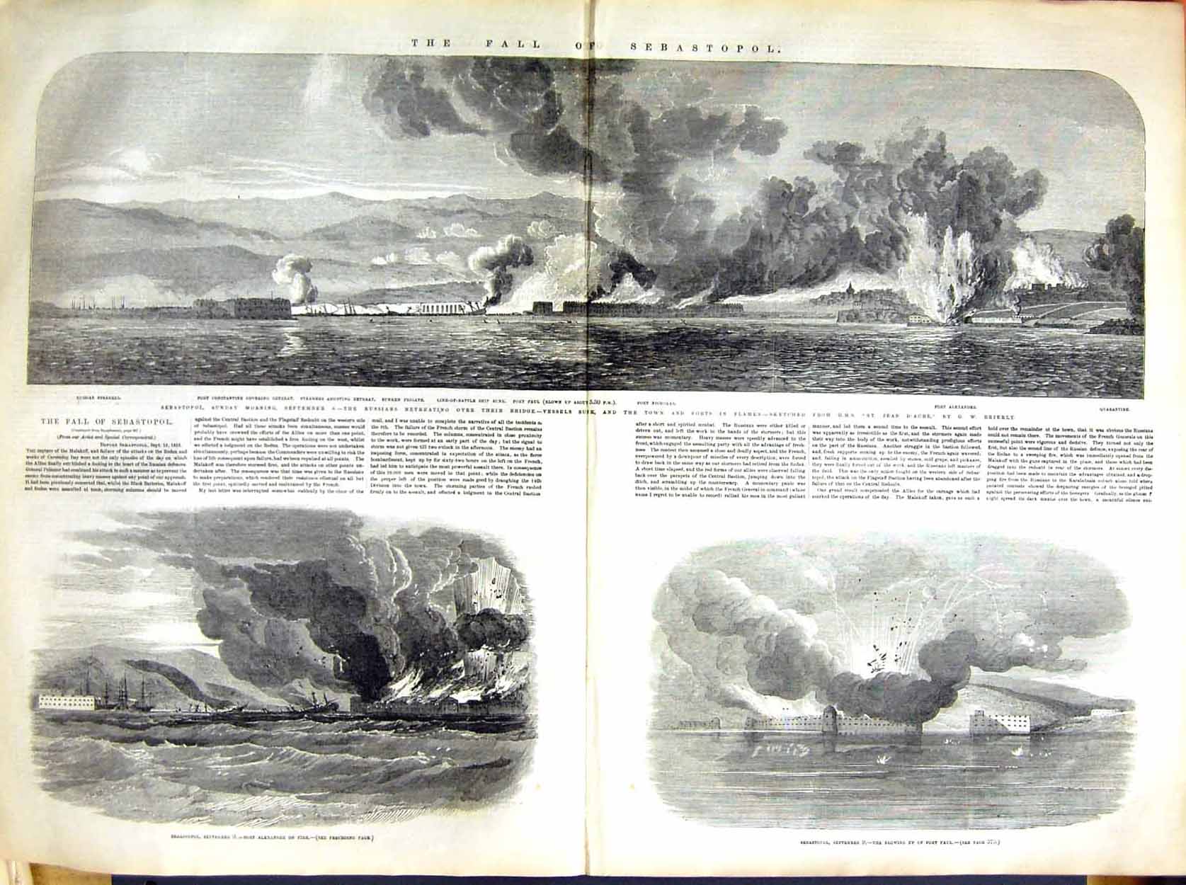 Old Antique Print 1855 Sebastopol War Russia Siers Fort Paul Alexander 19th