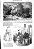 Old Antique Print 1855 Paris Fashion Blanche Fane Gordon Cumming Elephant 19th