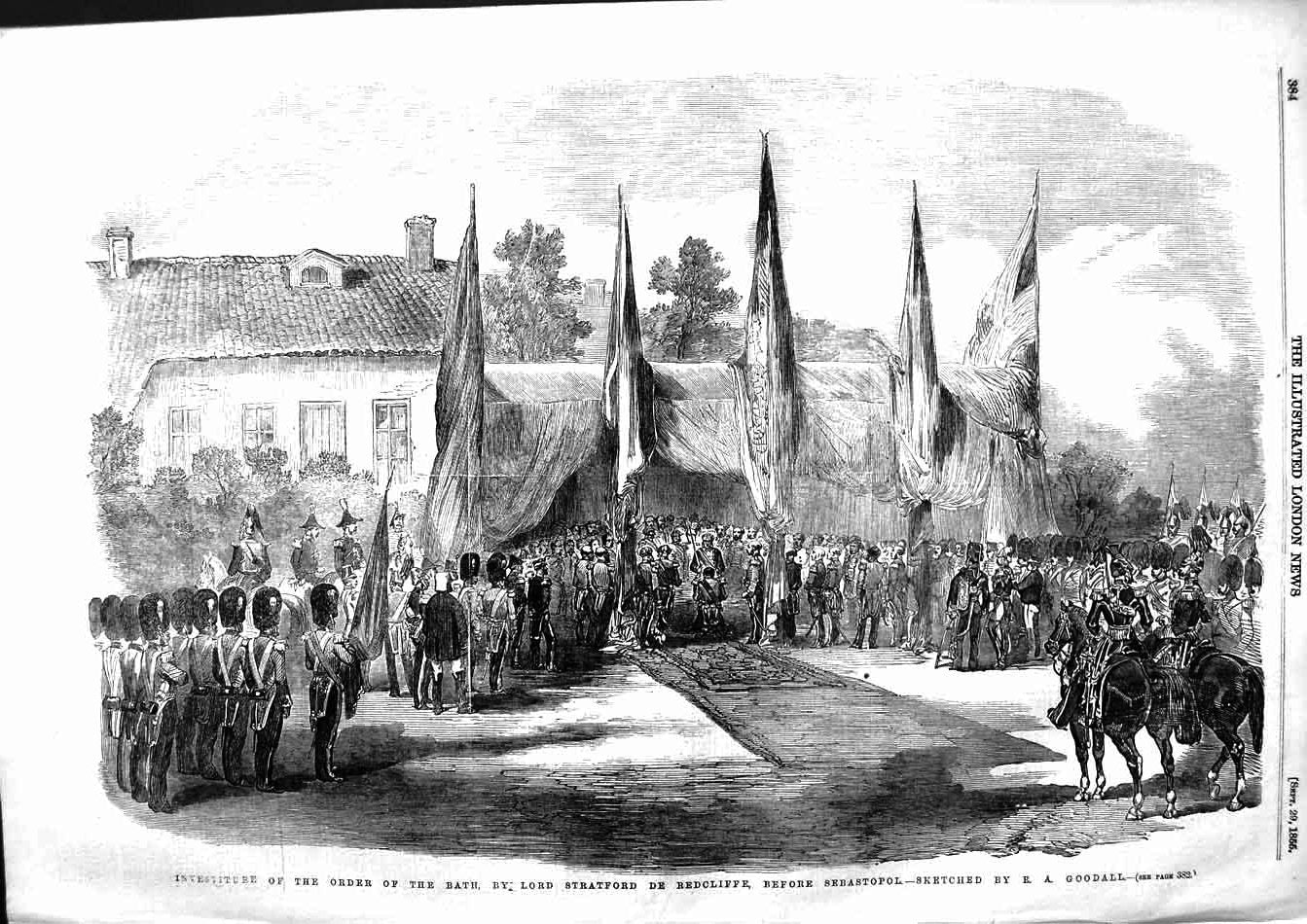 Old Antique Print 1855 Investiture Order Bath Lord Stratford De Redcliffe 19th