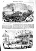 Original Old Antique Print 1855 Waterspout Isle Capri Asylum Workmen Vincennes