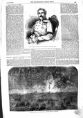 Original Old Antique Print 1855 Baron Prokesch Von Osten Fireworks Blackheath