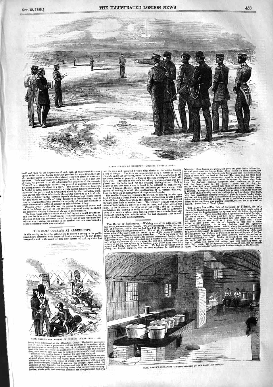 Original Old Antique Print 1855 Hythe School Musketry Grant Cooking-Kitchen War