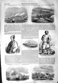 Old Antique Print 1855 Pacific Ships Hornet Jezo Bittern Jonguierre Canoe 19th