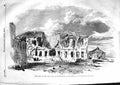 Original Old Antique Print 1855 Remains Hospital Sebastopol Buildings Ruins