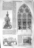 Old Antique Print 1855 Huskisson Window Chichester Cathedral York Minster 19th