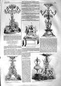 Original Old Antique Print 1855 Degrut Rifle Challenge Cup Rowing Regatta Cup