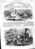 Old Antique Print 1855 Conflict Hussars Cossacks Kertch London Bridge War 19th