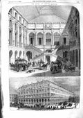 Old Antique Print 1855 Hotel Du Louvre Paris France Architecture Building 19th