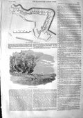 Original Old Antique Print 1855 Explosion Redan War Plan Inner Trenchment 19th