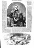 Original Old Antique Print 1855 Prince Gortschakoff Russian Army Crimea War