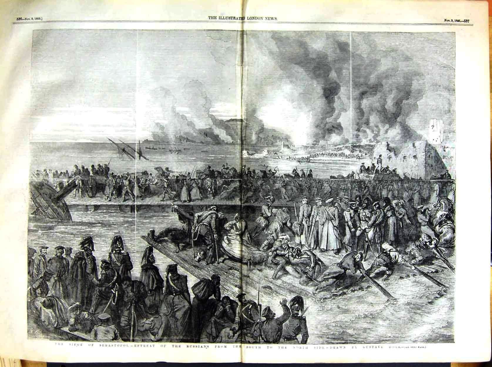 Original Old Antique Print 1855 Siege Sebastopol Russian Siers War Fine Art