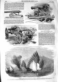 Original Old Antique Print 1855 Russian Field Gun Chinese Pirate Ship Ra 19th