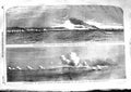 Original Old Antique Print 1855 Bombardment Kinburn War Ships Fire Victorian