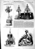 Original Old Antique Print 1855 French Glass Nave Paris Exhibition Candelabrum