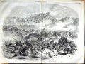 Original Old Antique Print 1855 War Defeat Russian Siers Turks Kars Battle